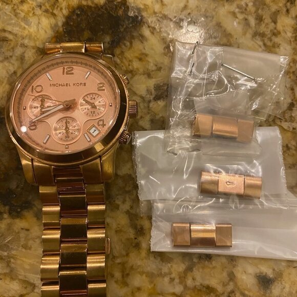 Michael Kors Chronograph Runway Rose Gold Watch MK5128 Extra Links & Working main image 2